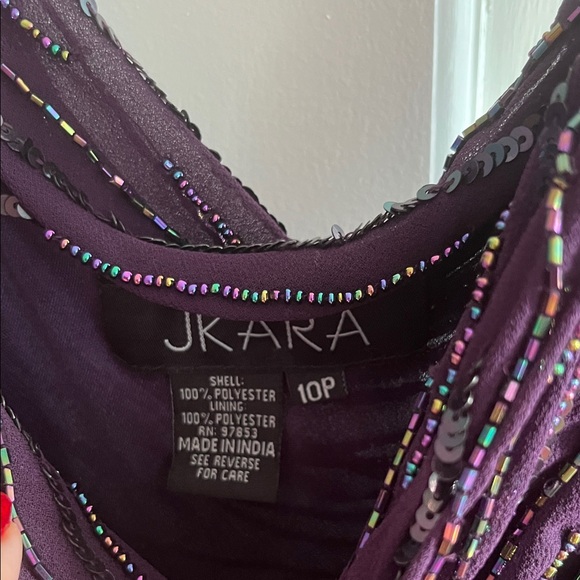 J Kara Asymmetrical Purple Sequin Dress - Picture 2 of 3